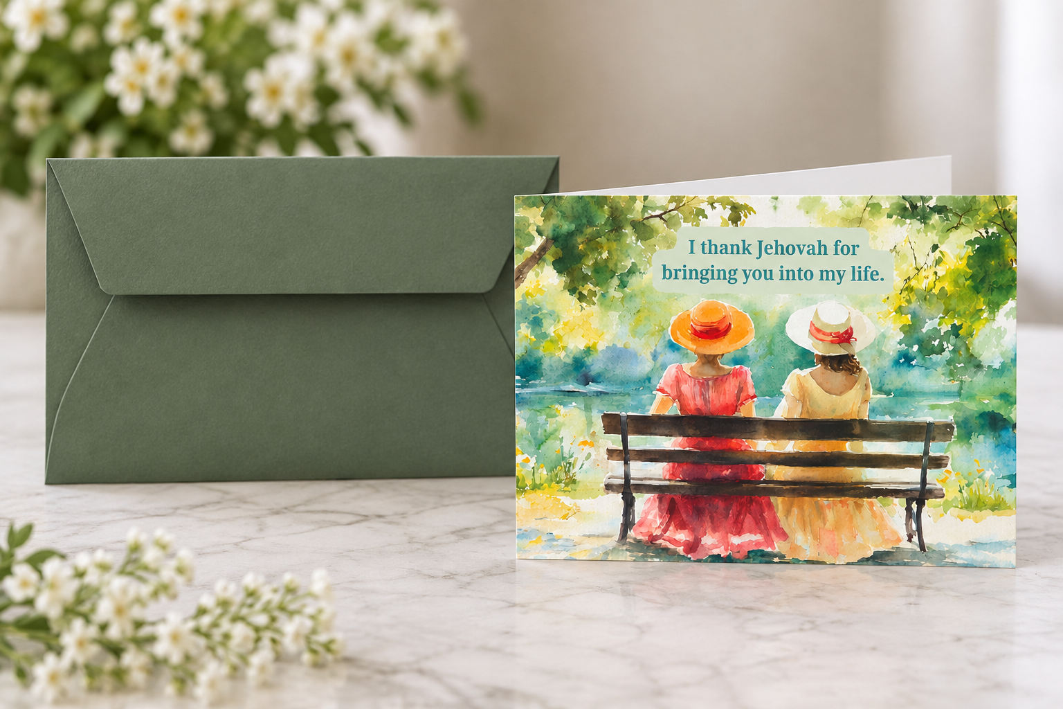 Watercolor Companionship Greeting Card Mockup