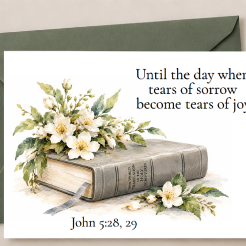 Jehovah's Witness Resurrection Sympathy Card and Envelope